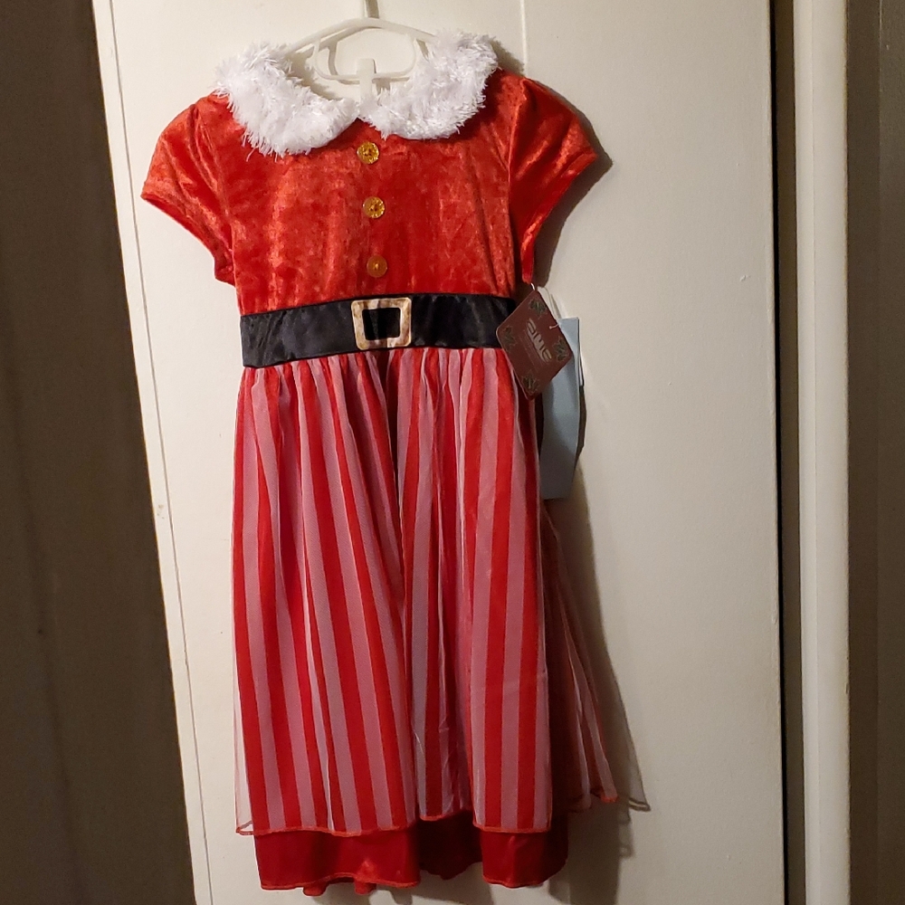 NWT AME Festive Red and White Kids Dress Size S (6/6X)
